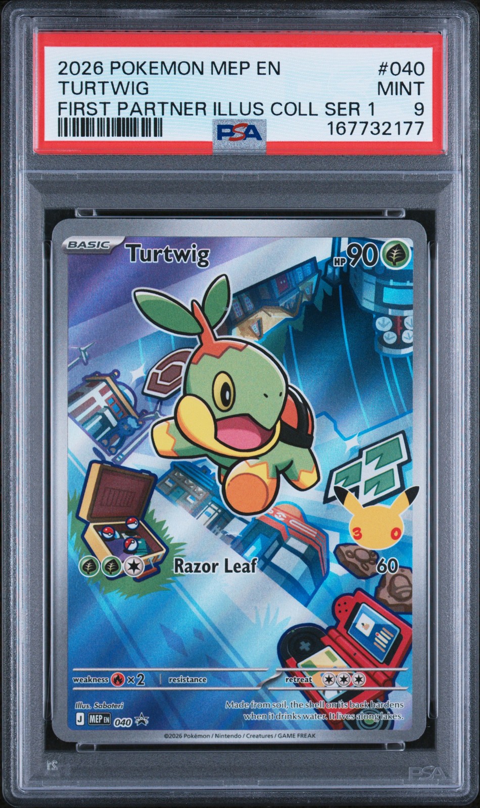 2026 POKEMON MEP FIRST PARTNER ILLUSTRATION COLLECTION #040 TURTWIG PSA 9