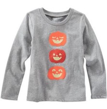 Oshkosh Originals NEW Toddler Girl 2T Glow in Dark Halloween Pumpkin Tee Gray
