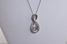 Sterling Silver 30mm x 14mm Diamond Accented Infinity 925 Pendant 18" Chain