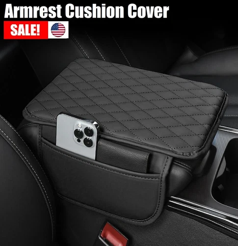 Car Armrest Pad Center Console Box Cover Leather Protector Cushion Accessories - Picture 13 of 14
