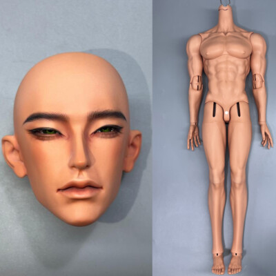 1/3 BJD Doll Resin Jointed Uncle Body Muscle Man Male Boy Face Make up Tan Skin