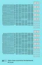 K4 HO Scale Decals Gothic Locomotive Number Board Numbers Black Numberboard