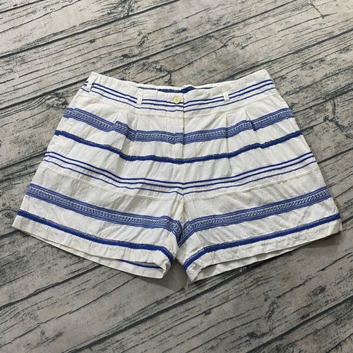 J. McLaughlin Santorini Portofino Jacquard Shorts White / Blue Striped Sz 8 $128 - Picture 3 of 9