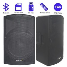 2Pcs PA Active DJ Speakers 15" 4000W Peak Power Speaker W/ TWS Bluetooth USB SD