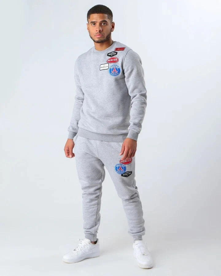 mens mercier tracksuit grey size s small jumper sweater joggers set  trousers | eBay