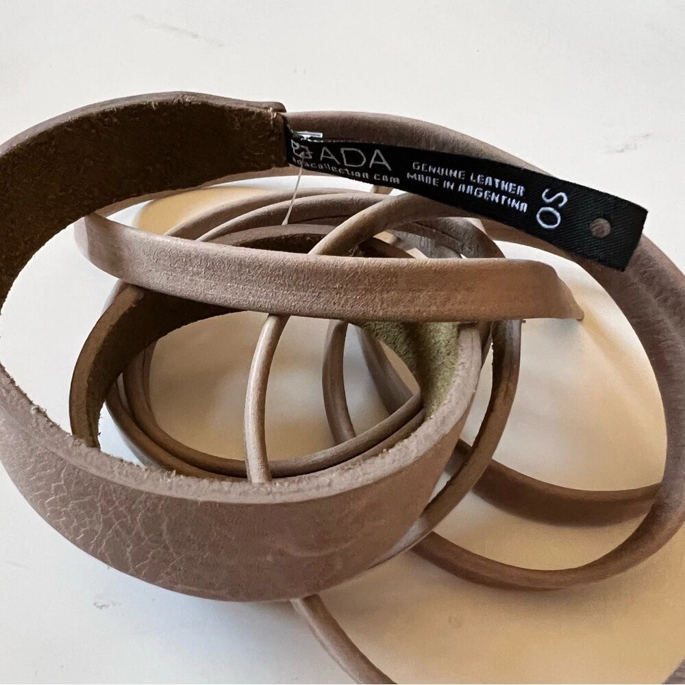 ADA LEATHER SKINNY WRAP BELT IN LATTE OS NWT ADA Collection Skinny Wrap Leather Belt | Harbour Thread main image 4