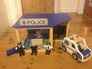 wooden police station toy