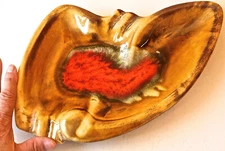 Vintage Mid-Century Modern Orange Drip Glaze Ashtray California Pottery 409