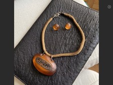 ALEXIS BITTAR Hand carved , necklace, and earring set Sample Sale Unique