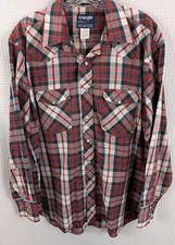 Wrangler Western Cowboy Cut Pearl Snap Plaid Shirt X -Long Tails Size 16 1/2-35