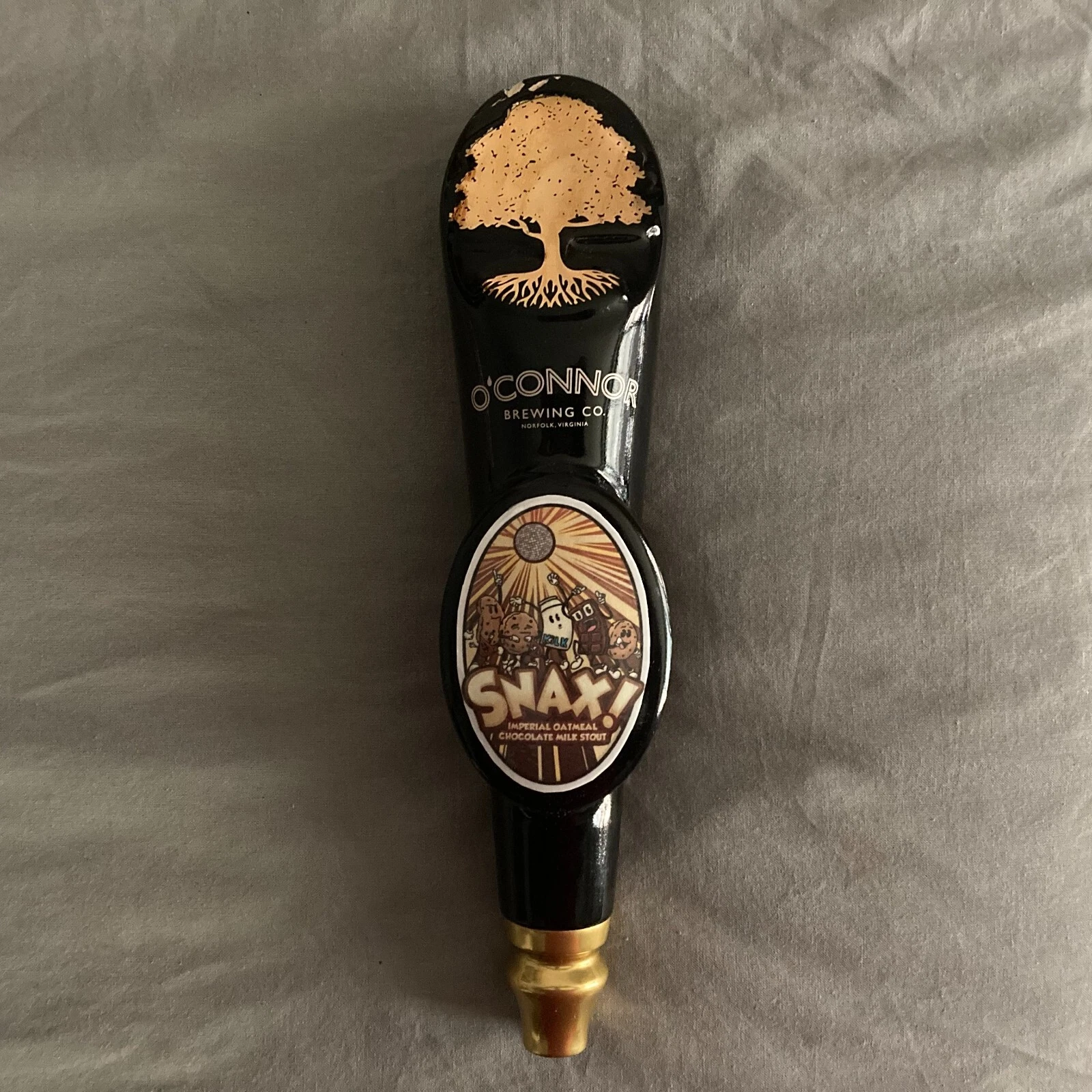 O'Connor Brewing Company Snax! Imperial Oatmeal Chocolate Milk Stout Tap Handle