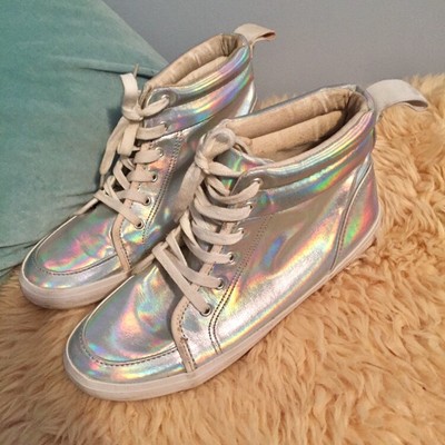 shiny high top sneakers