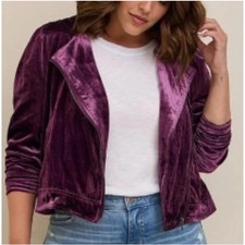 Torrid Purple Velvet Moto Jacket Sz 2 And Matching Cami Tank Sz 2 Moto Biker