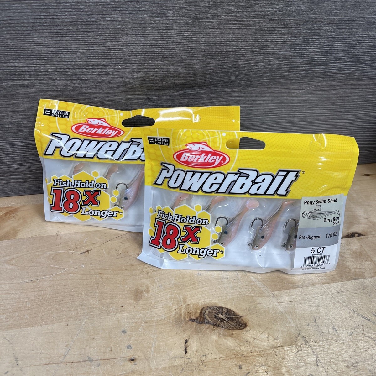2 Esca Da Pesca Berkley PowerBait – 1/8 Oz Pogy Shad Pre-Attrezzate – Swimbaits Nuove