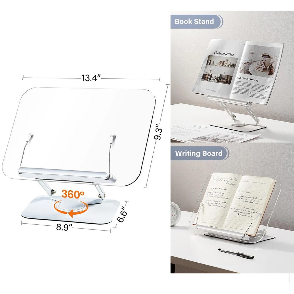 Portable Book Stand Book Holder Collapsible Acrylic Book Rest Desktop RiserStand