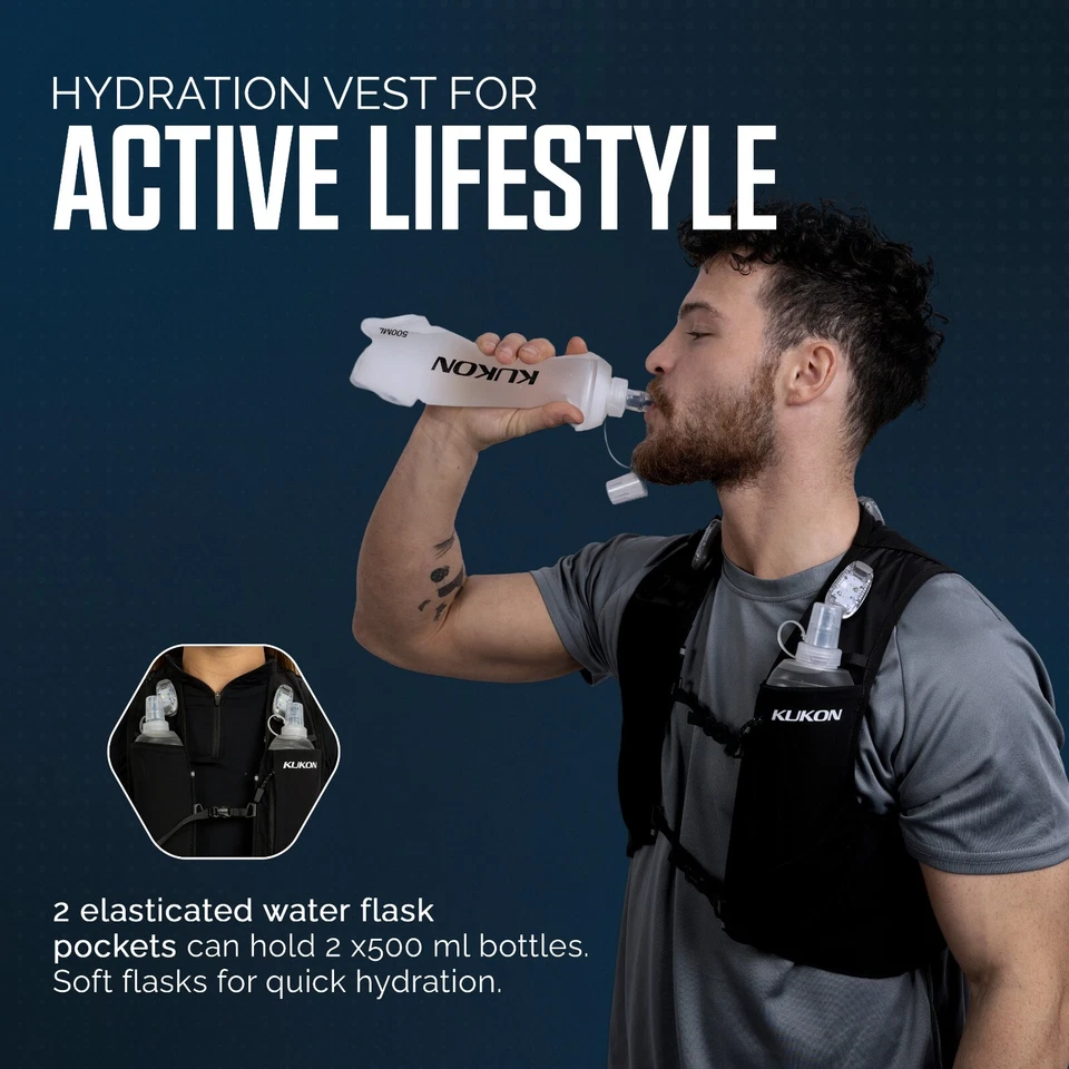 Running Vest Phone Holder Hydration Vest with Water Bottle And Led Light Unisex - Image 2 of 4