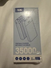 N6 portable charger with built-in cables 35,000 mAh