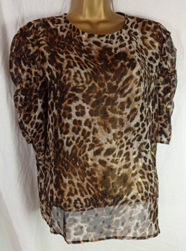 NEXT SHEER BLOUSE - Size 12 - Leopard  Animal print - Short Sleeve Top - BNWT - Picture 1 of 8