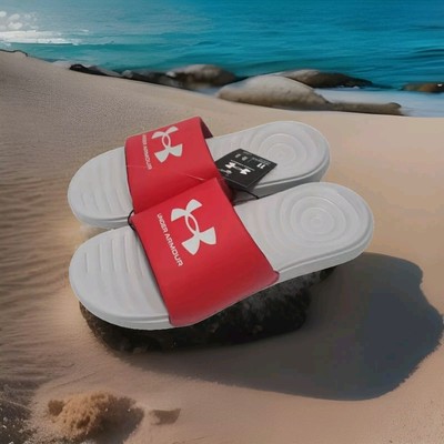 3023761-104 Under Armour Ansa Fixed Slides Red/ GreyUS Mens 11 Woman's 12.5