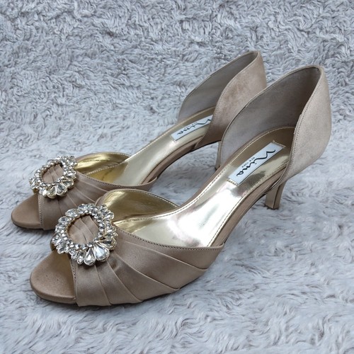 Champagne Beige Satin Rhinestone 