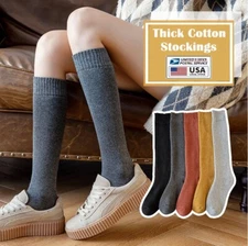 Thick Cotton Knit Socks Hosiery Tights Over The Calf Stockings Knee High Socks