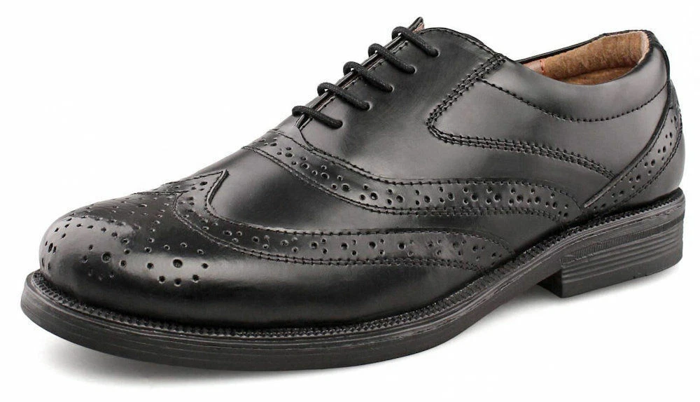 Mens Leather Wide Fit Shoes Foam Padded Vamp Lace Office Brogues