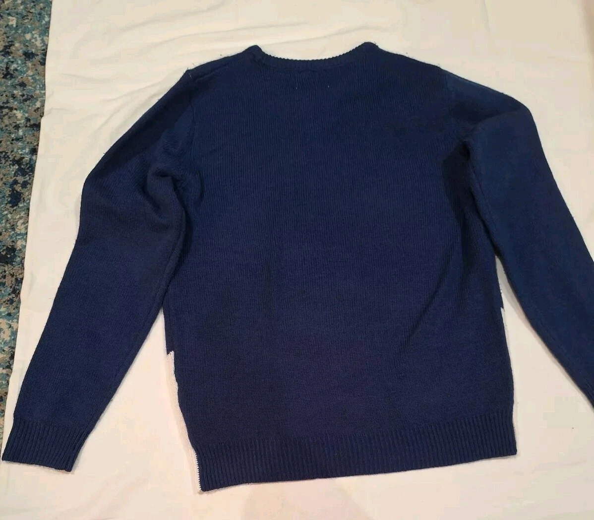 Primark Seasons Greetings Ugly Christmas Sweater Medium Navy Blue W Xmas Tree