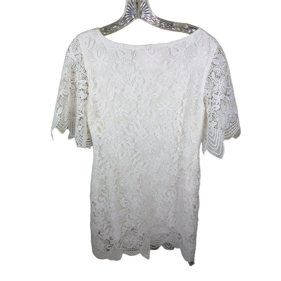 Anthropologie Charleston Lace Dress Sz 10 White Womens Floral Cocktail