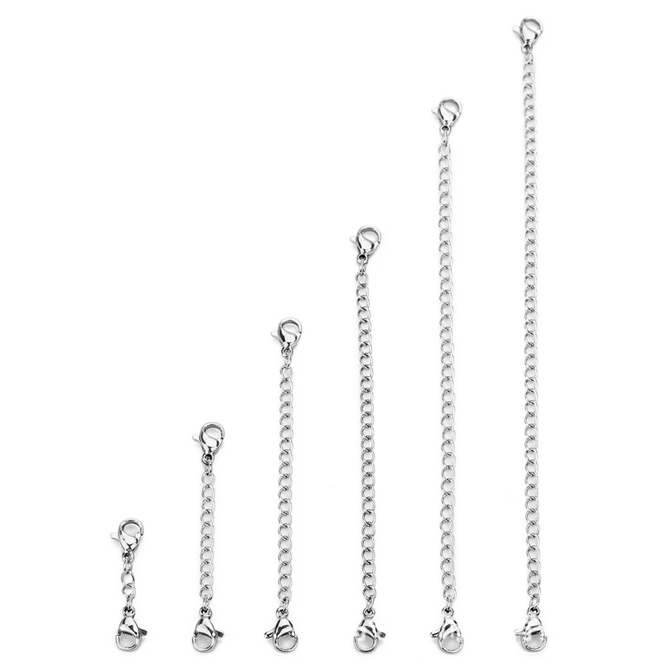 Juego de cadena extensor de eslabones redondos de 2-6 pulgadas 5 piezas broche de langosta joyería accesorios hágalo usted mismo Foto 3 de 4