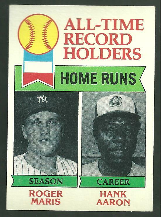 1979 Topps #413 All Time Home Run Record Baseball Card Roger Maris