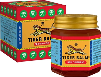 OMEGA PHARMA Tiger Balm Red Ointment, Temporary Relief from Minor Muscular Aches and Pains, 3