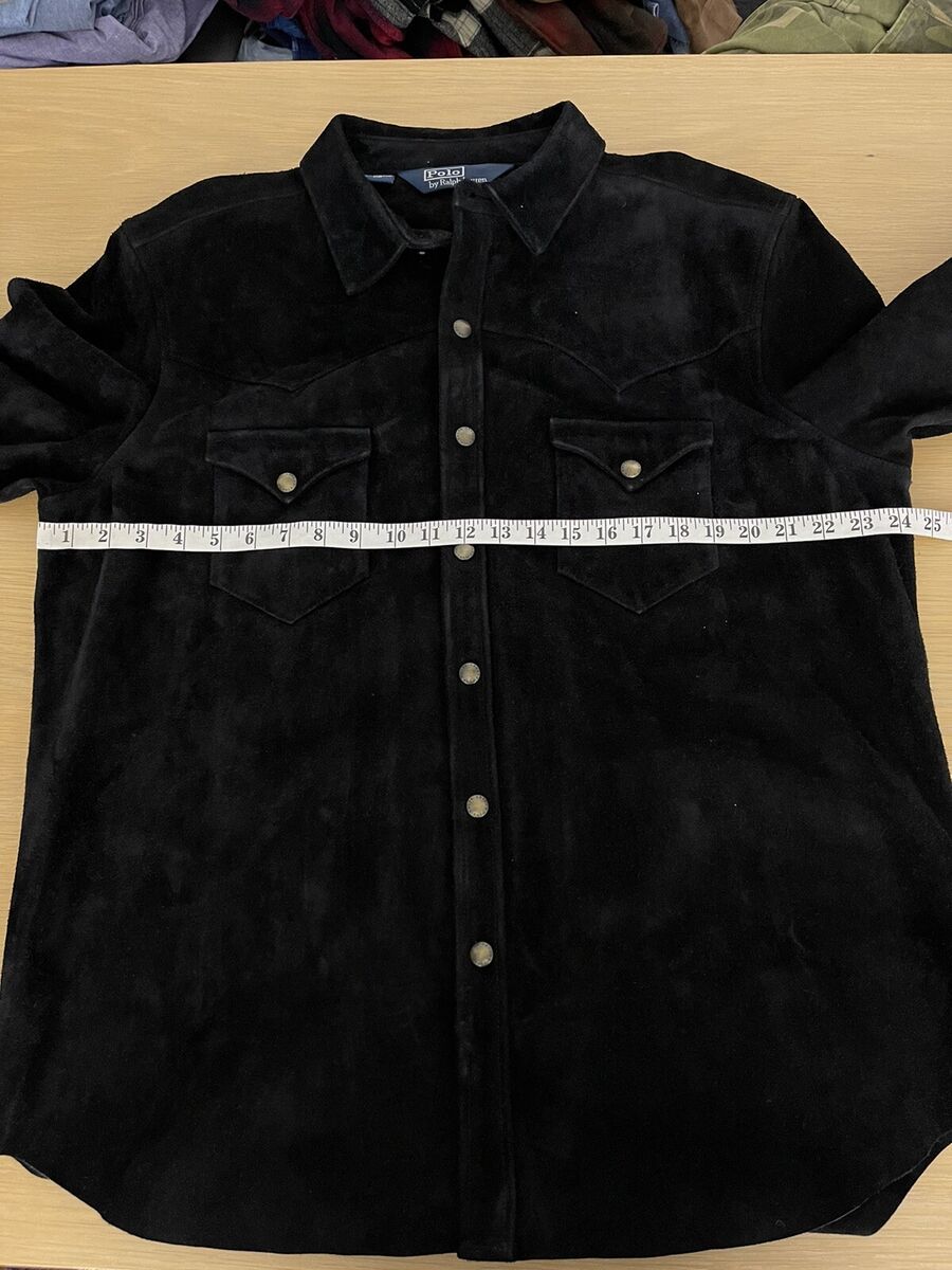 Polo Ralph Lauren XL Leather Shirt Jacket Western RRL Black Polo Ralph Lauren XL Leather Shirt Jacket Western RRL Black