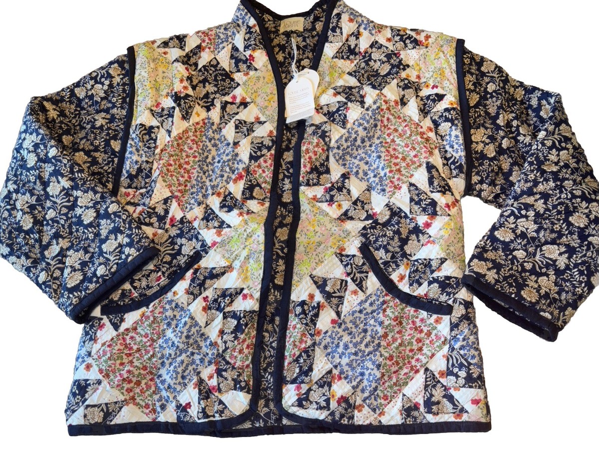 41 LOUISE MISHA Neliana Patchwork Reversible Quilted Jacket 34 XS
