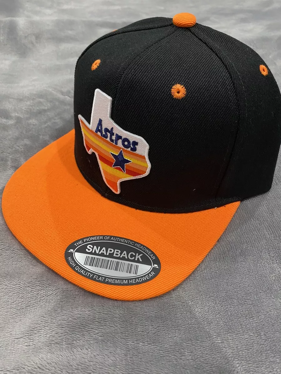 Throwback Astros Old School Classic Logo Orange & Black Snapback Hat Cap  NEW!