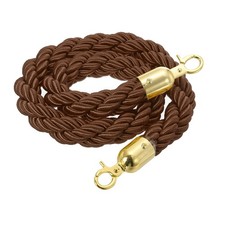 5 Ft/1.5 m Twisted Stanchion Rope Barrier Rope with Hooks Coffee Golden