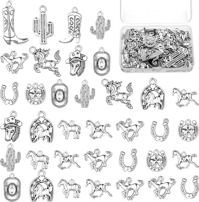 78 Pieces Western Cowboy Charms for Jewelry Making Western Horse Cowboy Boot Cha