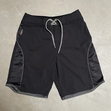 Vintage No Fear Board Shorts Heavy Duty Surfwear Men's Size 32 Black Swim Trunks