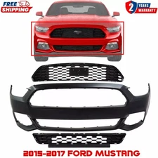 Front Bumper Cover Fascia and  Grille Assembly Kit For 2015-2017 Ford Mustang