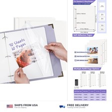 9x11 Self-Adhesive Photo Album Refill Pages 3-Ring 60 Pages White Paper