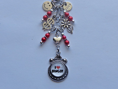 LOVE BINGO DOLLAR SIGN LUCK HEART SMILEY FACE KEY CHAIN BAG CHARM PURSE CLIP FOB