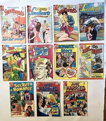 LOT OF 11 CHARLTON ROMANCE COMICS Love Diary, Just Married, Teenage Confessions