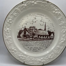 Homer Laughlin Eggshell Theme Plate "St. Ann’s Catholic Church" San Antonio, Tx