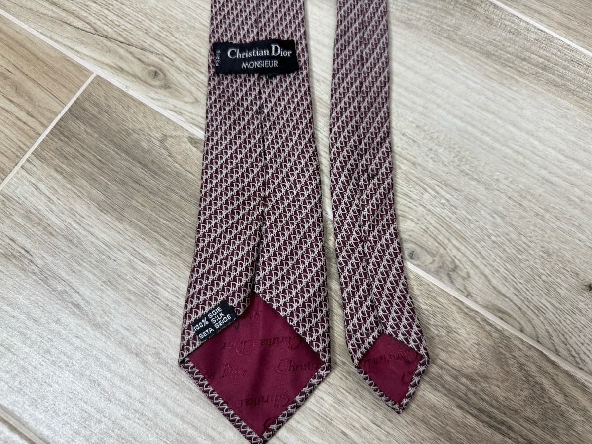 CHRISTIAN DIOR Men's Necktie 100% Silk Monogram Trotter Tie