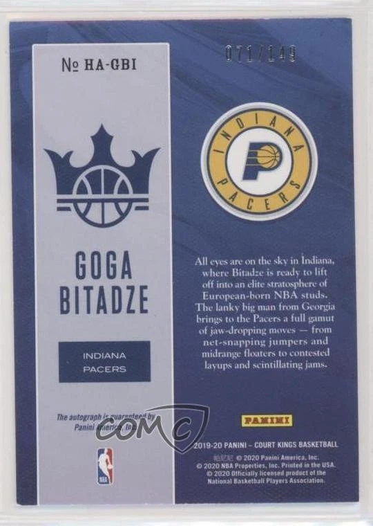 2019 Panini Court Kings Heir Apparent /149 Goga Bitadze #HA-GBI Rookie Auto RC - Image 2 of 2