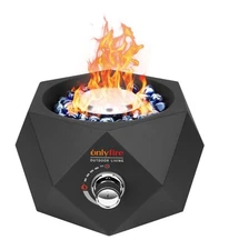 Onlyfire Propane Fire Pit with Blue Fire Glass Stones, 14" Portable... Fast Ship