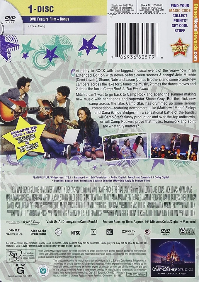 Camp Rock 2: The Final Jam - Extended Edition (DVD) Demi Lovato Alyson Stoner - Image 2 of 2