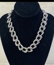 Vintage Heavyweight Chunky 925 Sterling Silver 18&rdquo; Square Link Necklace 126.28