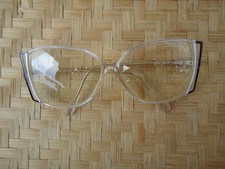 Vtg Silhouette Eye Glass Frames MOD 70s Clear Acrylic Black White 56 12 M1702
