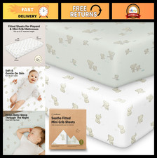 2-Pack Fitted Mini Crib Sheets 38x26 - Organic Cotton Pack N Play Bedding, Soft