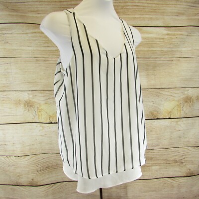 Torrid White Tank Top Size 1 Sleeveless V Nack Striped Lined 1X 14/16 NEW $48